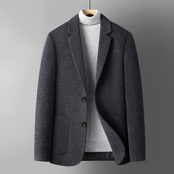 Traje Corto de Lana Pura para Hombre - Colores Sólidos Otoño Invierno