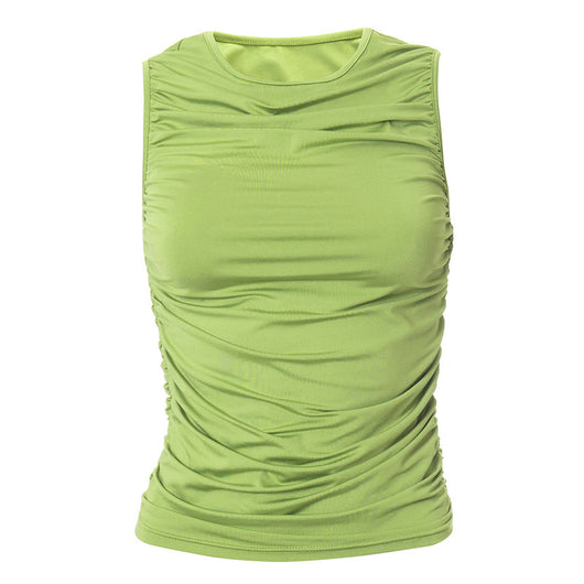 Blusa sin Mangas Cuello Redondo con Fruncido Ajustado - Image 4
