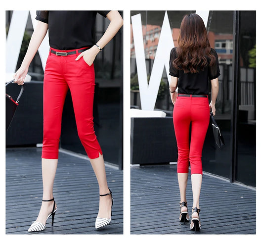 Pantalones Casuales Ajustados Capri para Mujer - Diseño Slim Moderno - Image 14