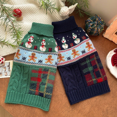 Suéter Navideño para Mascotas - Diseño Muñeco de Nieve y Jengibre - Image 17