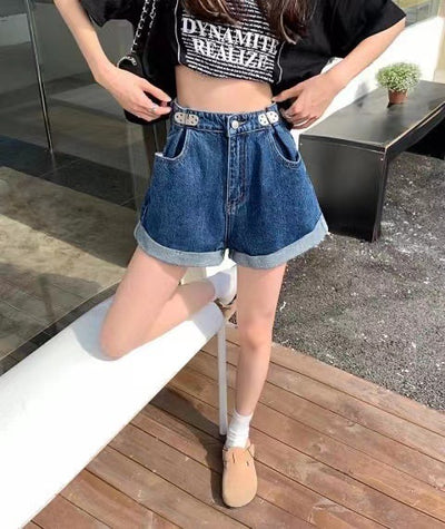 Shorts Denim Retro Sueltos y Delgados con Textura Rizada - Image 16