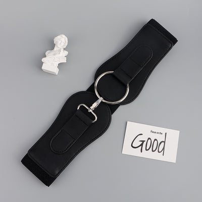 Cinturón Elástico PU Otoño Invierno para Mujer - Café y Negro Elegante - Image 7