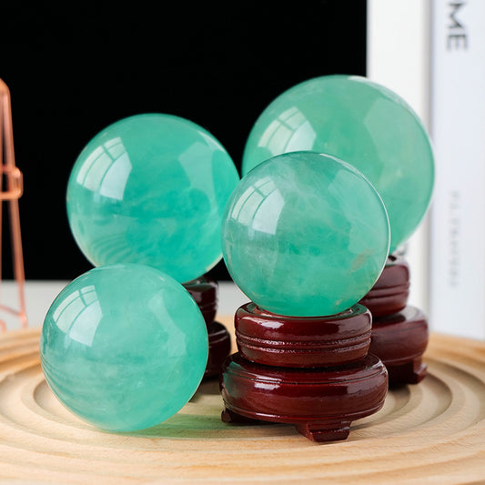 Esfera de Fluorita Azul Natural - Piedra Genuina para Feng Shui y Decoración