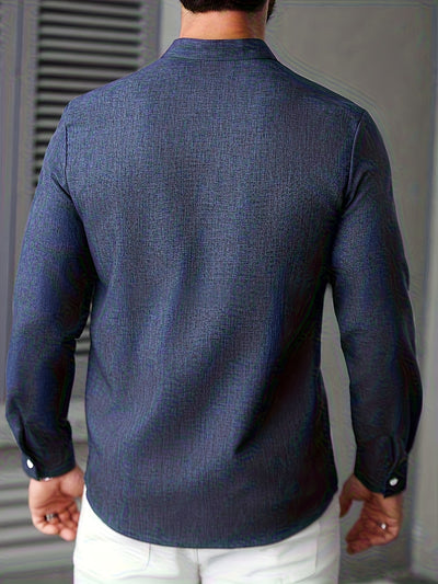 Camisa Manga Larga Cuello Mao Entallada Hombre - Image 16