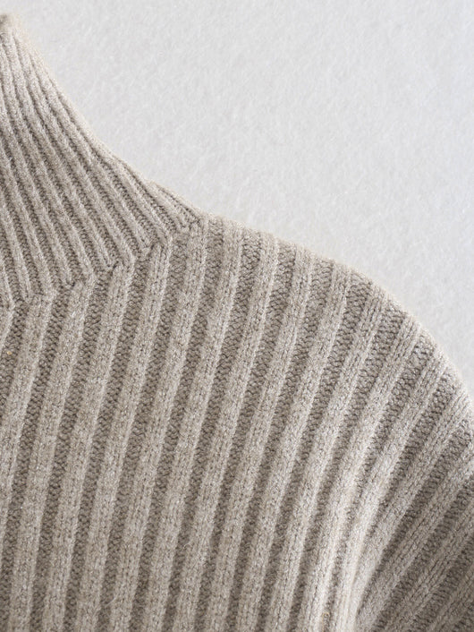 Suéter de Punto con Cuello Bajo y Rayas Verticales para Mujer - Image 18
