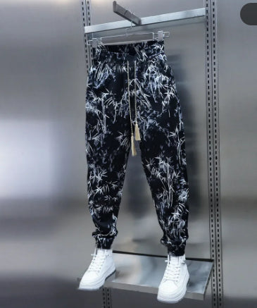 Pantalones Harem Sueltos de Seda Helada con Estampado Floral para Hombre - Image 6