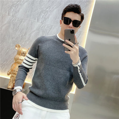 Suéter de Cuello Redondo a Rayas - Pullover Versátil para Hombre Joven - Image 21