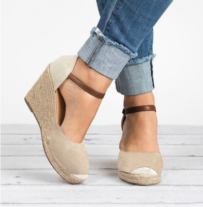 Sandalias de Plataforma Extra Alta en Cáñamo y Paja - Tallas Grandes Impermeables