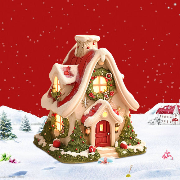 Difusor Aromático Casita Luminosa de Resina - Decoración Navideña para el Hogar