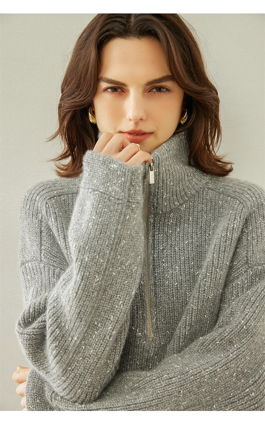 Suéter de Cashmira con Cuello Mao Grueso de Cinco Capas para Mujer - Abrigo Base Holgado Otoño Invierno - Image 26