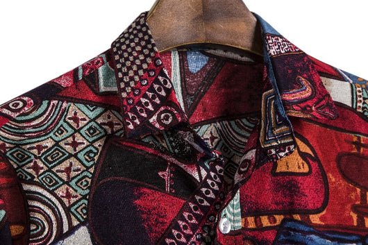 Camisa de Lino Estampado Étnico Africano para Hombre - Image 6