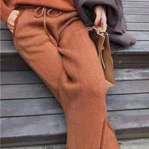 Pantalones Anchos de Cachemira Tejida Premium