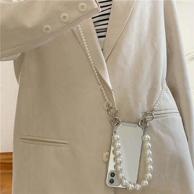 Funda Crossbody de Espejo Helado con Cadena de Perlas - Image 7