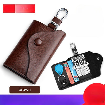Cartera Llavero de Cuero Genuino Multifuncional Gran Capacidad - Image 9