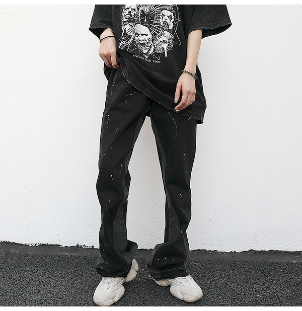 Pantalón Denim Reconstruido con Efecto Salpicado