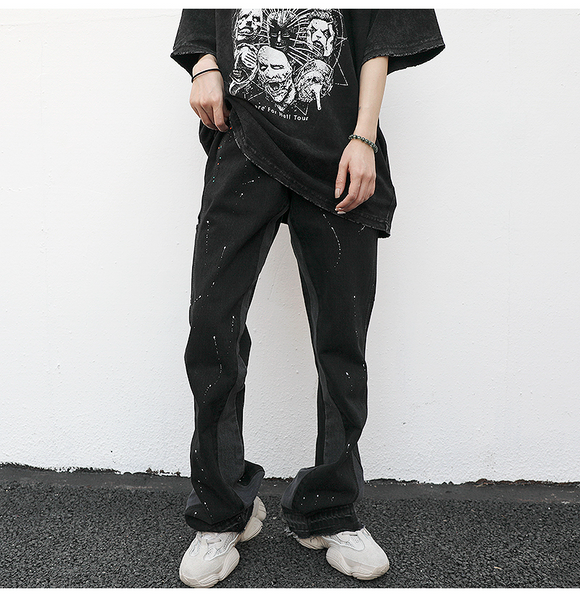 Pantalón Denim Reconstruido con Efecto Salpicado