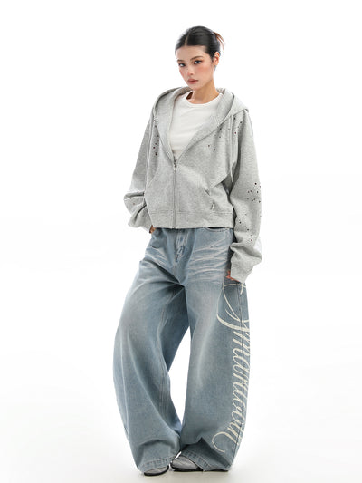Cardigan con Capucha y Strass para Mujer - Sudadera Brillante con Cierre - Image 4