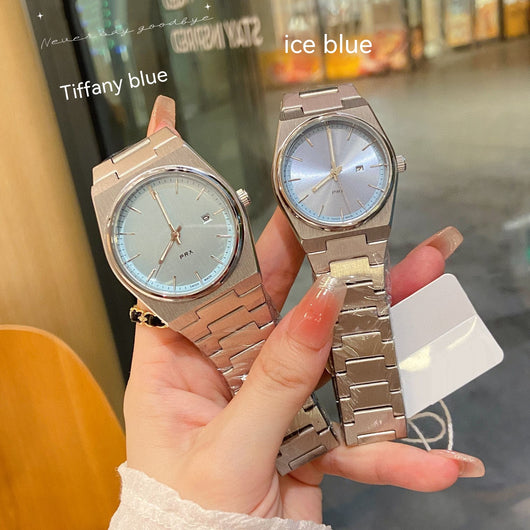 Reloj de Pareja Cuarzo Azul Hielo con Calendario - Image 2
