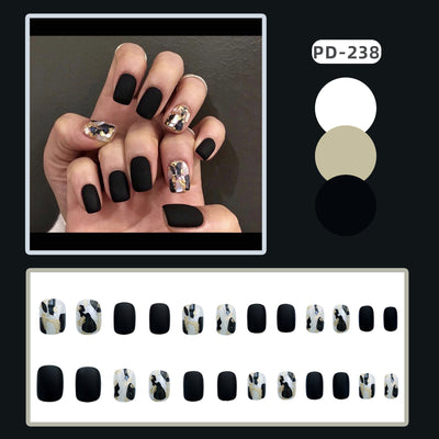 Uñas Postizas Efecto Vidrio Esmerilado Negro - Image 8