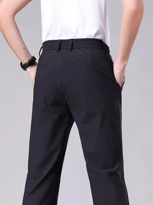 Pantalones Casuales para Hombre Ajuste Elástico Negocios Tela Ligera - Image 5