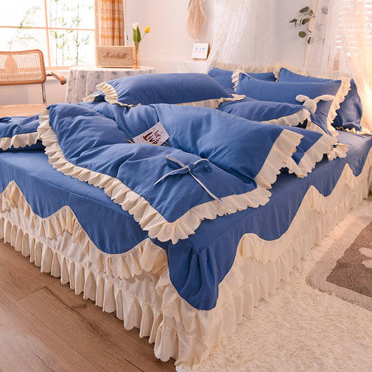 Juego de Cama Lujo Nude Princesa Durmiente con Encaje Floral - Juego de 4 Piezas - Image 7
