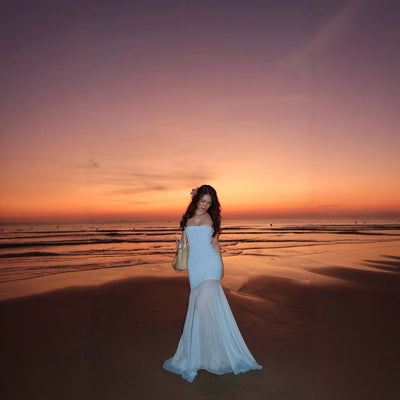 Vestido Envolvente sin Mangas con Malla Transparente - Image 2