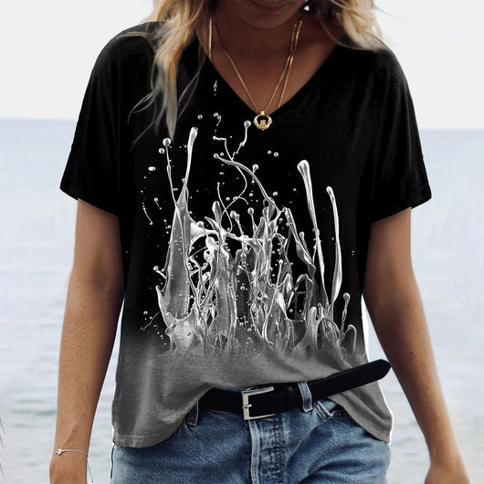 Blusa Cuello V con Estampado Abstracto para Mujer - Image 18