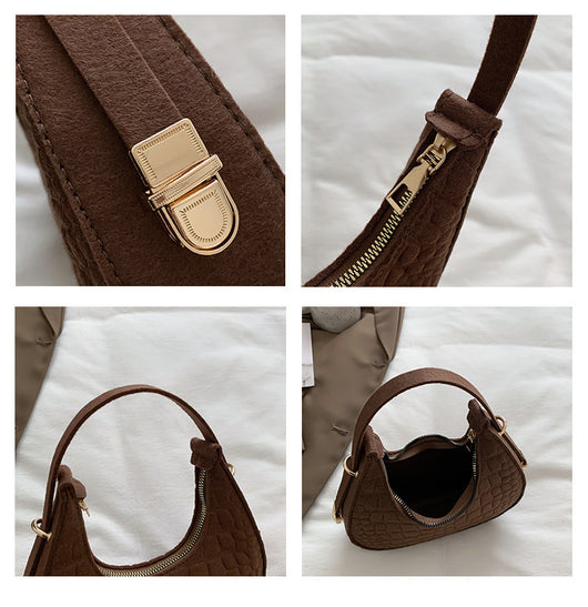 Bolso Retro de Fieltro con Detalle de Hendidura Axilar - Image 16