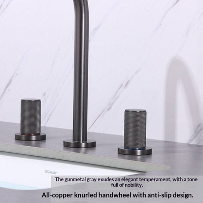 Juego de Grifo Tres Orificios en Cobre Gunmetal para Agua Caliente y Fría - Image 10