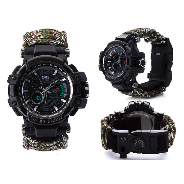 Pulsera de Supervivencia Táctica War Wolf 2 - Kit Multi-Función con Brújula y Cuchillo