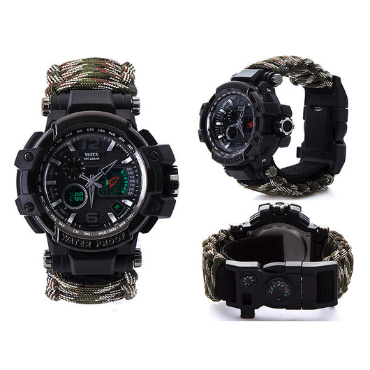Pulsera de Supervivencia Táctica War Wolf 2 - Kit Multi-Función con Brújula y Cuchillo