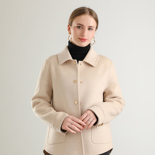 Abrigo Polo Cuello Clásico Mujer - Colores Sólidos Otoño Invierno - Image 4