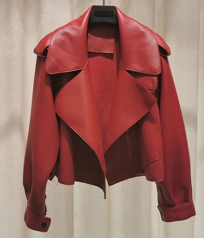 Chaqueta de Cuero para Mujer Estilo Retro Clásico - Image 12