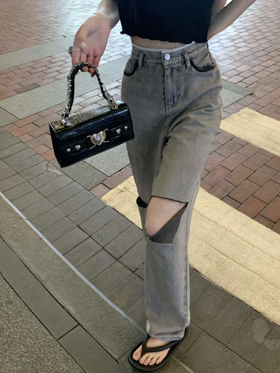 Jeans Rotos de Cintura Alta Holgados para Verano - Image 6