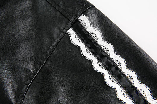 Chaqueta de Solapa Negra con Encaje y Bordado Love Number para Mujer - Image 9
