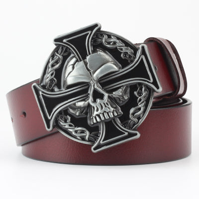 Cinturón Casual de Cuero con Hebilla Ghost Head y Correa Ancha Decorativa - Image 14