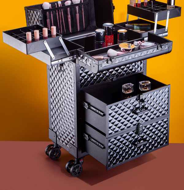 Maletín de Almacenamiento Profesional con Ruedas para Maquillaje y Herramientas de Belleza