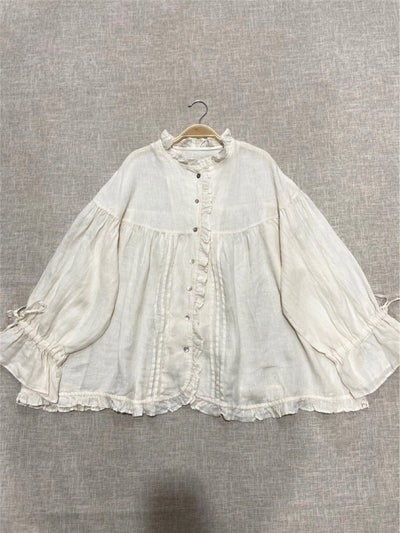 Blusa Lino Artística Estilo Japonés con Mangas Princesa - Image 3