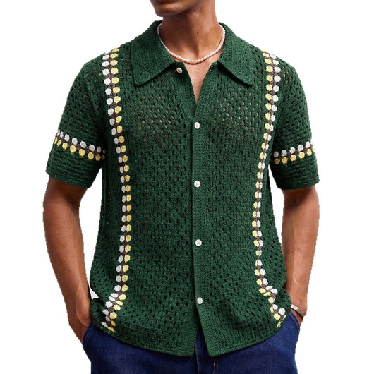 Polo Cardigan Crochet Soluble en Agua para Hombre - Image 5