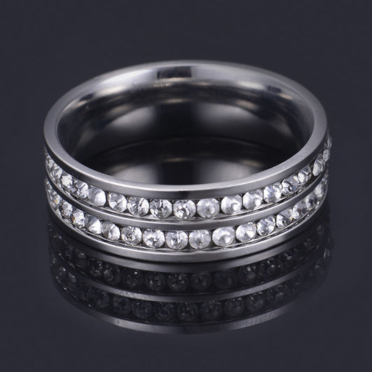 Anillo de Acero Inoxidable 316L para Hombre con Surco Negro