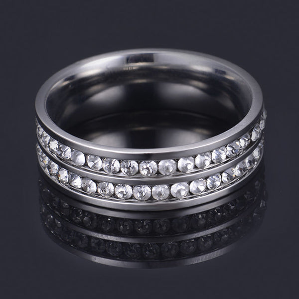 Anillo de Acero Inoxidable 316L para Hombre con Surco Negro
