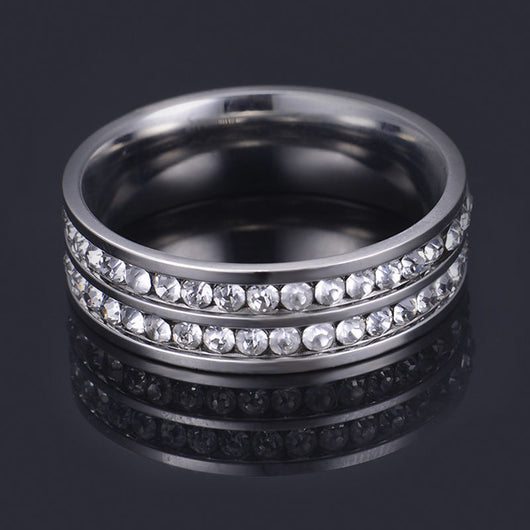 Anillo de Acero Inoxidable 316L para Hombre con Surco Negro