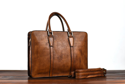 Bolso de Cuero Curtido al Vegetal Estilo Retro Horizontal para Hombre - Image 6