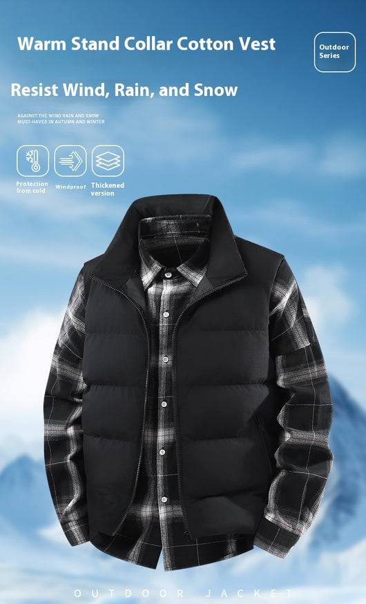 Chaleco Abrigo Suelto Cálido para Hombre Talla Grande con Cuello de Pie - Image 12