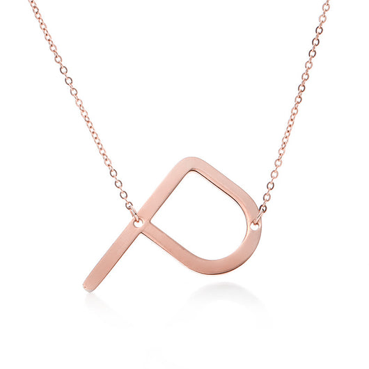 Collar Inicial Acero Inoxidable Chapado en Oro Rosa - Image 44