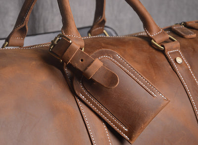 Bolsa de Viaje Retro en Cuero Genuino - Gran Capacidad Portátil para Hombre - Image 9