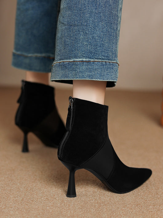 Botines Cortos Bicolor con Cuero Genuino y Tacón Fino - Image 15