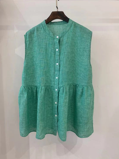 Vestido Bandage Artístico Retro Japonés de Lino para Mujer sin Mangas - Image 8
