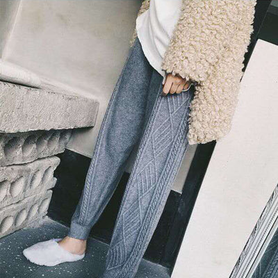 Pantalón Carrot Tejido a Rayas con Cintura Elástica y Cordón - Image 10