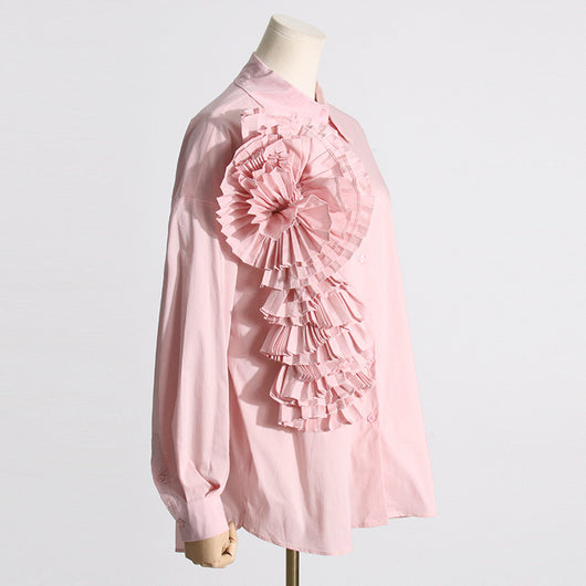 Blusa Casual con Flores Tridimensionales y Detalles de Volantes - Image 14